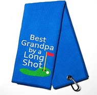 DYJYBMY Best Grandpa by a Long Golf Towel, Embroidered Golf Towels for Golf Bags with Clip, Golf Gifts for Men Women, Birthday Gifts for Golf Fan, Retirement Gifts
