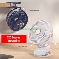 ️ 360 Adjustable Mini Clip Fan 4 Speed USB Mini Fan Rechargeable Fan Mini Fan Cooling Fan Clip Desktop USB Kipas Deskto