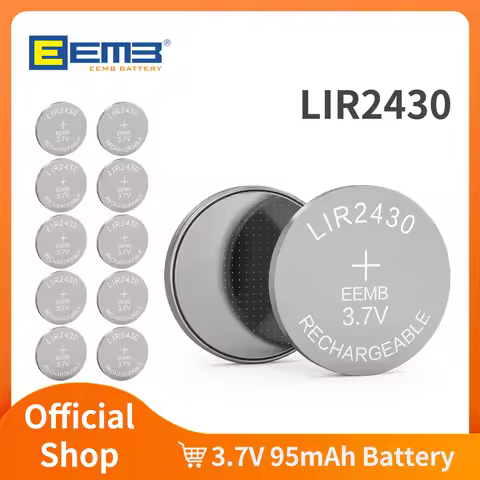 EEMB 4/10pcs LIR2430 3.7V 95mAh Button Battery Rechargeable Lithium-ion Battery Coin Cell for Earpho