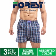Forest Seluar Dalam Lelaki | (3 Pcs) Forest Men Boxer 100% Cotton Underwear Assorted Colours - FUD00