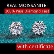 Real Moissanite Stud Earrings 1CT 2CT White Gold Plated 925 Sterling Silver D VVS1 Lab Diamond Snowf
