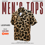 Mens Tops Kemeja Vintage Kemeja Pria Leopard