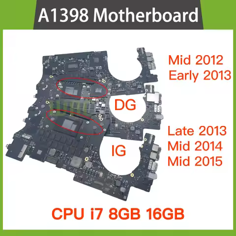 A1398 Logic Board for Macbook Pro Retina Mid 2012 Early 2013 Late2013 Mid2014 2015 Motherboard I7 2.