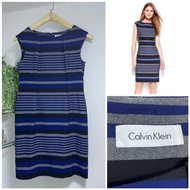 Calvin Klein blue black gray stripe sheath dress (XL)