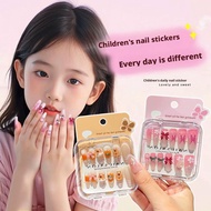 2 Semi-handmade 10-piece French Nails Cartoon Fake Nails Art Cute Long Children's Nail Stickers J6r3