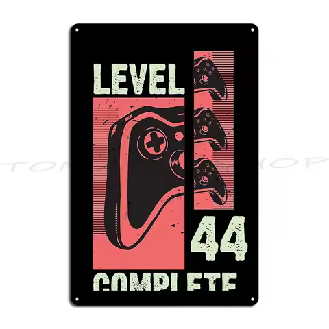 Level 64 Unlocked Video Gamer Gaming 64th Birthday Gift Metal Sign Plaques Wall Decor Design Club pe