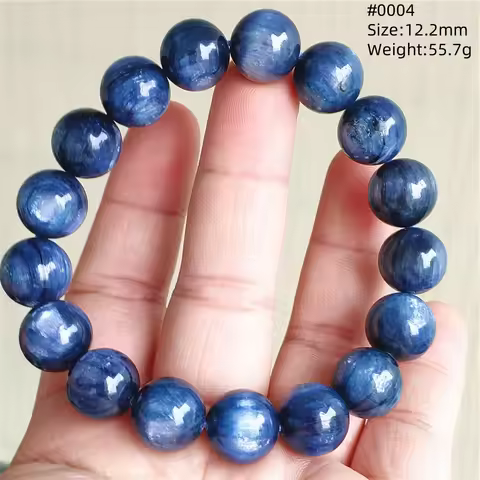 Genuine Natural Blue Kyanite Round Beads Stretch Bracelet 9mm 12mm Women Men Rare Jewelry Kyanite Be