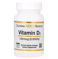 California Gold Nutrition, Vitamin D3, 5000 IU, 90 Fish Gelatin Softgels