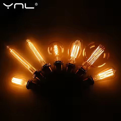 Retro Edison Bulb E27 220V 110V 40W ST64 G80 G95 T10 T45 Dimmable Ampoule Vintage Light Bulb Filamen