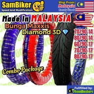Bunga Maxxis Diamond 3D Tyre 14 & 17 Tubeless Tyre Yoshipower Cheetah HLY Tires 60/90 70/90 80/90 Ta