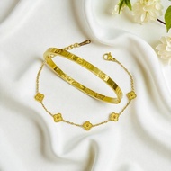 NEWEST FLOWER BRACELET SET + TITANIUM BANGEL BRACELET