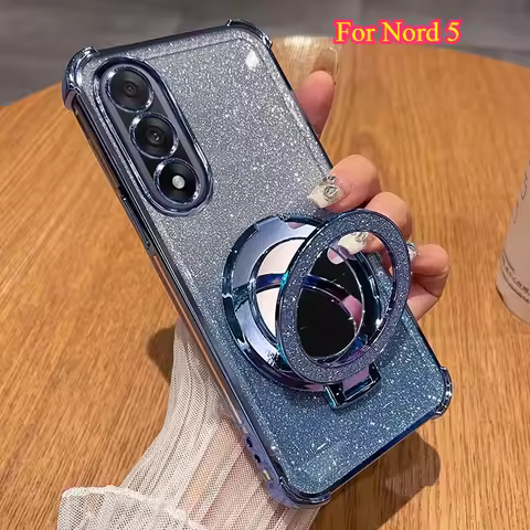 For Oneplus Nord 5 CE5 Plating Glitter Mirror Holder Silicone Shockproof Case for One Plus ACE 5 Ult