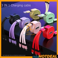 3in1 Retractable Fast Charge Data Cable 3.0A Kabel Pengecasan Compatible For All SmartPhone Quick Ch