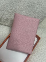 全新 Hermes 3q Calvi duo card holder purse 愛馬仕櫻花粉紅卡包