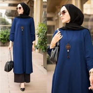 Qyara Store Fashion Atasan Long Tunik Polos Inara Bahan Crinkle Airflow Terbaru Tunik Muslim Polos I