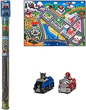 Gertmenian Nickelodeon Paw Patrol Town Game Rug Kids Toys Throw Area Carpet Play Mat, 40x54, Navy Blue 2X Toy Car Chase + Marshall