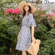 SG LOCAL WEEKEND X OB DESIGN CASUAL WORK WOMEN CLOTHES RUFFLE SLEEVE PRINTED MIDI DRESS 2 COLORS S-XXXL SIZE PLUS SIZE