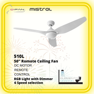 MISTRAL D'FAN 510L 50INCH CEILING FAN WITH LED LIGHT &amp; REMOTE CONTROL