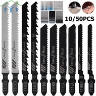 10/50pcs Carbon Steel Assorted Jig Saw Blades with T-shank Wood Thin Metal Fast Cut Down Saw Blade Set SHOPTKC4697