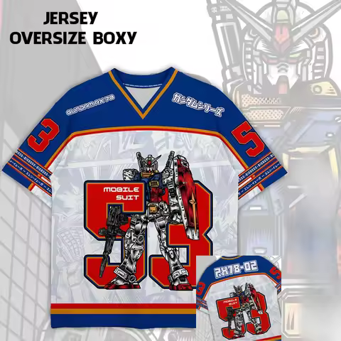 53 Jersey Gundam RX78 Anime Mecha Y2k Korean Style Kpop Baseball Hockey T-shirt Fashion Streetwear A