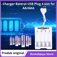 NEW COD Taffware Charger Baterai USB Plug 4 slot for AA/AAA - FN004-A / charger baterai senter litokala 4 slot /  cas baterai otomatis /senter aa abc  kotak bor besar / casan batu baterai / cas batre abc / charger baterai isi ulang  batre senter