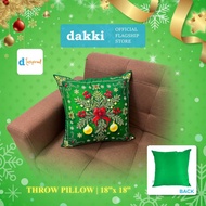 Dakki 18"x18" Christmas Ornament GreenThrow Pillow