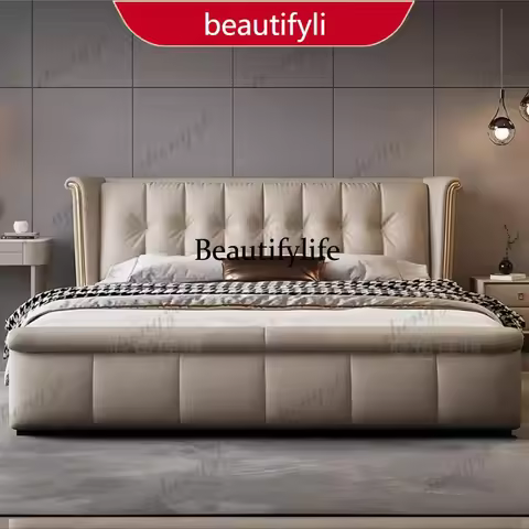 X188 King size leather bed 2 people 180x200cm Modern elegant comfortable bedroom beds luxury design 