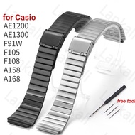 Stainless Steel Watch Band for Casio F-91W Strap18mm for F105 F108 A158W A168 AE1200 AE1300 Replacem