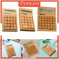 [Dynwave] Solar Powered Calculator Bamboo Dual Power Calculator Easy