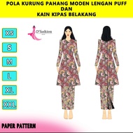 POLA KURUNG PAHANG MODEN LENGAN PUFF DAN KAIN KIPAS BELAKANG