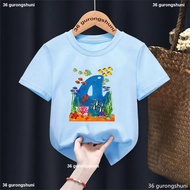 New KidsT-Shirt Funny Marine Life Birthday Number 4-Year Old Kids Tshirt Bubble Fish Birthday T Shir