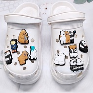 Cute We Bare Bears Jibbitz Anime Shoe Charms Panda Jibbits for Crocs Pins Grizzly Bear Jibits Crocks for Men Shoes Accessories Decoration