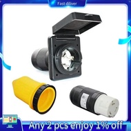 RV 50 Amp 125V/250V AC Power Inlet Plug Female Twist Locking Connector Black