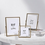 6x8 Vertical Photo Frame, Metal Acrylic Rectangle Picture Frames Table Display Gold Floating Frame H
