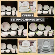 20PCS CORELLE DINNER SET WITH MUG - set pinggan corelle