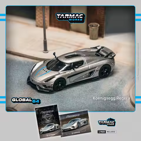 In Stock TW 1:64 Koenigsegg Regera Silver Metallic Blue Accents Diecast Car Model Collection Toys Ta