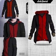Semi jaket blazer hoodie finger korean style warna hitam merah axleboard