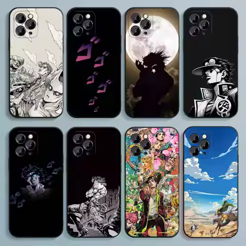 J-JoJo Bizarre Adventure Phone Case For iPhone 17,16,15,14,13,12,Pro,Max,Plus,E,SE4,Air,Mini Black S