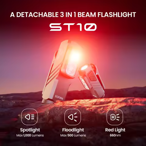 SOFIRN Mini ST10 1000LM EDC Flashlight USB C 14500 Rechargeable with Red Light 660NM Magnetic Tail &