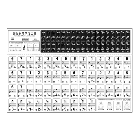 54/61/88 color Electronic Keyboard for Key Piano Sticker Piano Keyboard Stickers