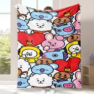 Flannel Blanket Bt BTS One Side Print Sofa Throw Blanket Practical Gift for Family