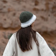 圓頂毛毛帽 手工編織帽 混染羊毛 素色針織帽
