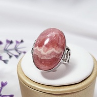 冰種 菱錳礦 紅紋石 蛋面 愛情 大寶石 戒指 內徑19mm 禮物 收藏