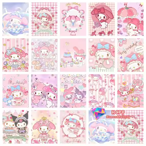 2026 Cute My Melody Diamond Painting Kit Square Round Diamond 5D DIY Mosaic Handmade Art Unique Exqu