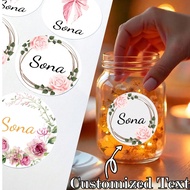 20/54 Pieces Of 8 Styles Of Flower Wreath Shaped Stickers, Customized Name Stickers, Gift Seals, Env