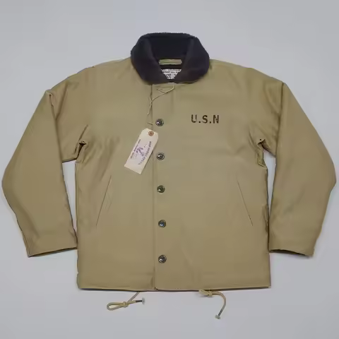 BOB DONG 1940's N-1 Deck Jacket Vintage Military Style Warm Wool Lining Men's Outerwear