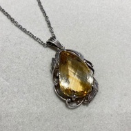 天然 黃水晶 吊墜 尼泊爾製 925純銀 手工製