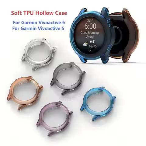 Soft TPU Case for Garmin Vivoactive 6 5 SmartWatch Resistant Protective Hollow Bumper for Garmin Viv