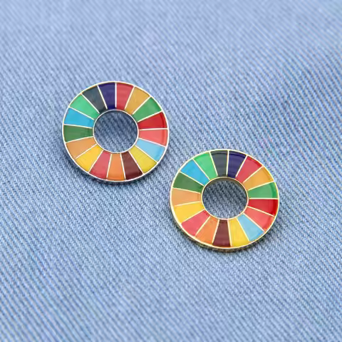 Colorful Enamal Sustainable Development Goals Brooch United Nations SDGs Pin Badge Fashion Rainbow P