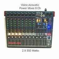 Voice Acoustic Power Mixer 8 Ch, Usb, Bluetooth, 7 Band Equalizer